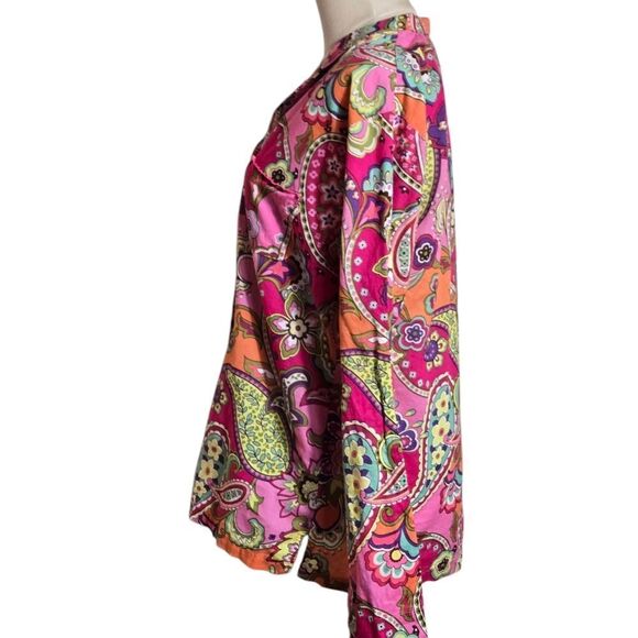 Vera Bradley Pink Vibrant Paisley Women's Button Down Top - Picture 3 of 6